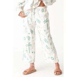 Electric & Rose White Sail Print Wide Leg Linen Blend Pants Women's Size Medium